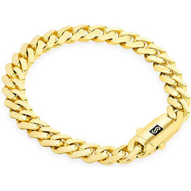 14k yellow gold miami cuban 7.5mm monaco chain bracelet mens women 7" 7.5" 8" 9"
