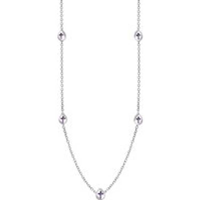 Sterling Silver Whitby Jet Cross Link Disc Chain Necklace
