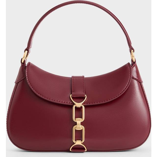 CHARLES & KEITH Agatha Shoulder Bag, Burgandy