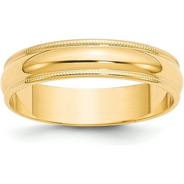 5 mm 10K Yellow Gold LTW Milgrain Half Round Band, Size 11