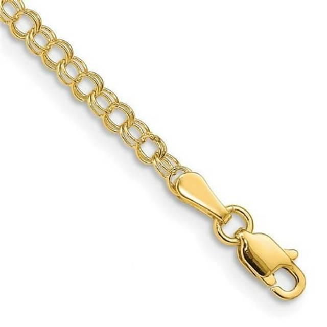 Quality Gold DO553-7 14K Yellow Gold 3 mm Solid Double Link Charm 7 in. Bracelet
