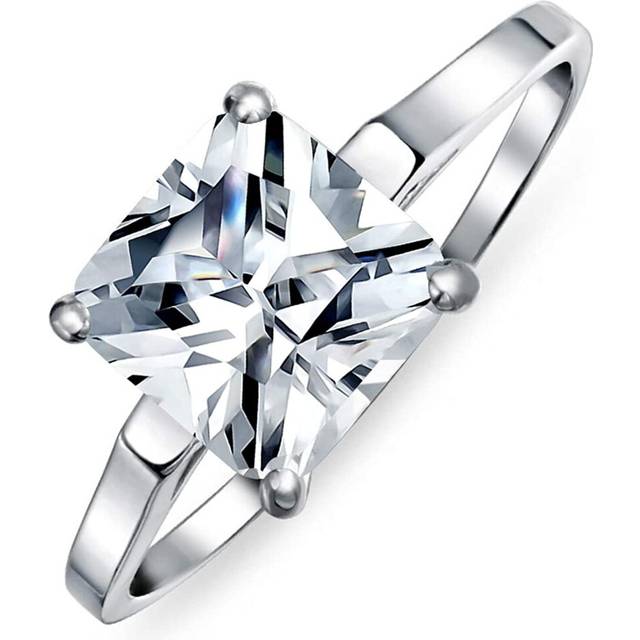 Simple 3CT Canary Yellow or Clear Cubic Zirconia Square Brilliant Princess Cut AAA CZ Solitaire Engagement Ring For Women Thin 1.5 MM Band Rose Yellow
