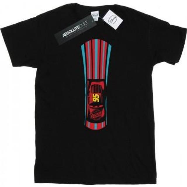(M, Black) Disney Mens Cars Lightning McQueen Stripes T-Shirt
