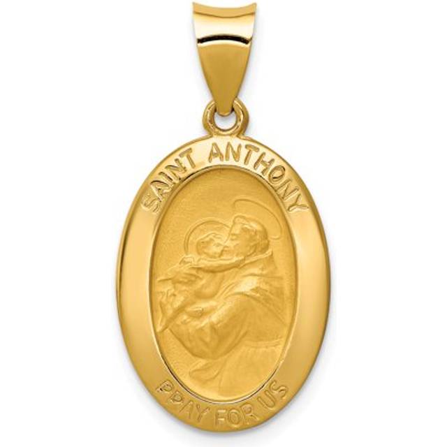 14K Yellow Gold Polished & Satin St Jude Thaddeus Medal Hollow Pendant