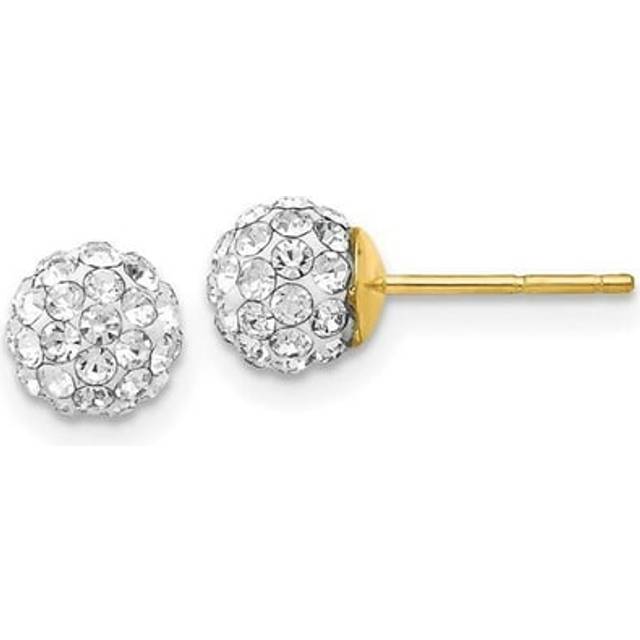 14K Yellow Gold Post 6 mm Crystal Ball Earrings