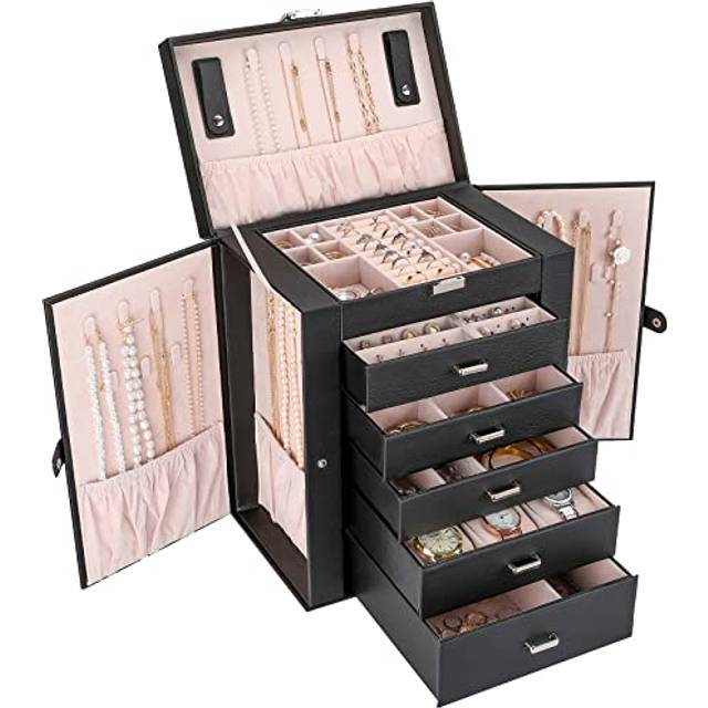 ProCase Large Jewelry Organizer Box for Women Girls 6 Layers Storage Display Holder Case with Drawers and Dividers for Earrings Necklaces Rings Brace