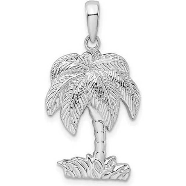 Sterling Silver Polished Textured Palm Tree Pendant
