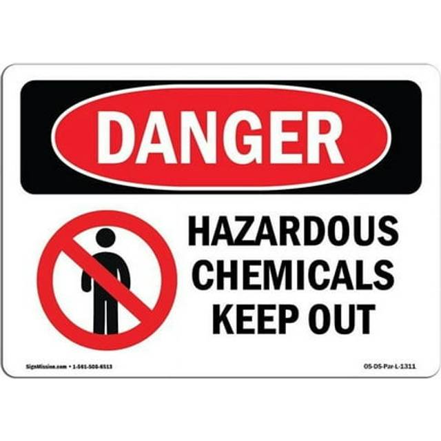 SignMission OS-DS-A-1014-L-1311 10 x 14 in. OSHA Danger Sign - Hazardous Chemicals Keep Out