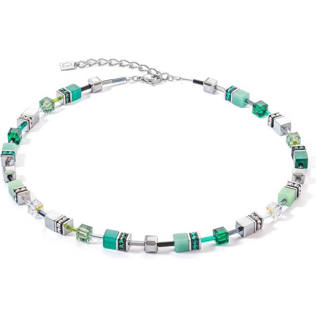 Coeur de Lion GeoCUBE Iconic Necklace in Silver &amp; Green