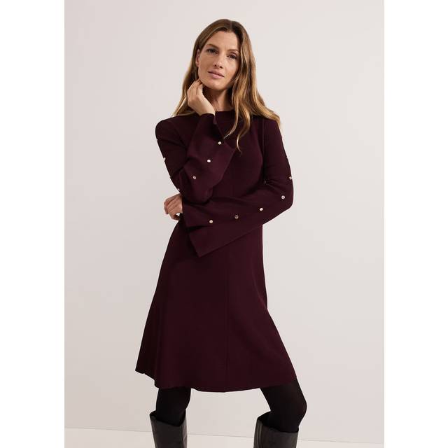 Phase Eight Romy Knit Mini Dress, Burgundy