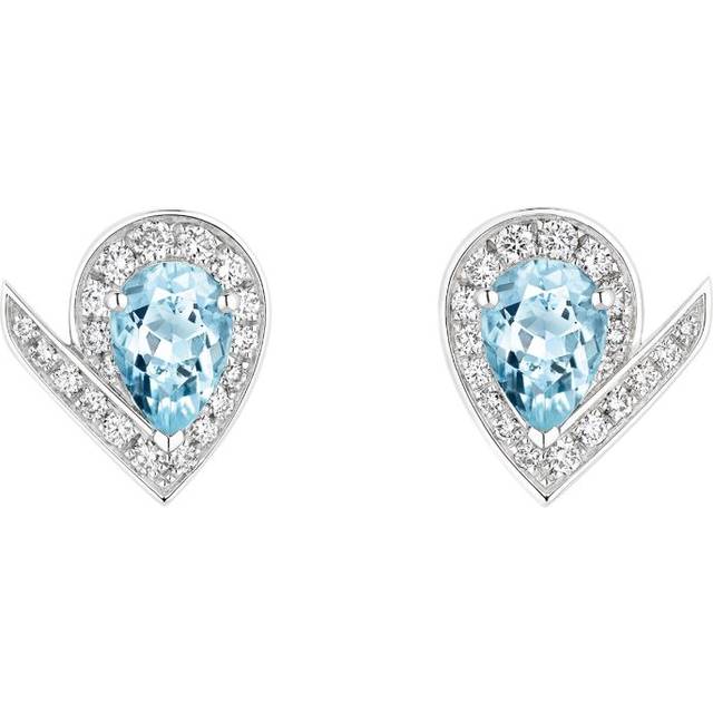 Chaumet White Gold, Diamond and Aquamarine Joséphine Aigrette Stud Earrings - Silver - One size