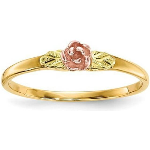 10K Yellow Gold Tri-Color Black Hills Gold Rose Ring - Size 7