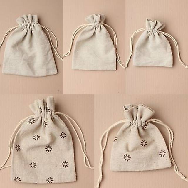 12 linen drawstring wholesale gift bags pouch bag packaging
