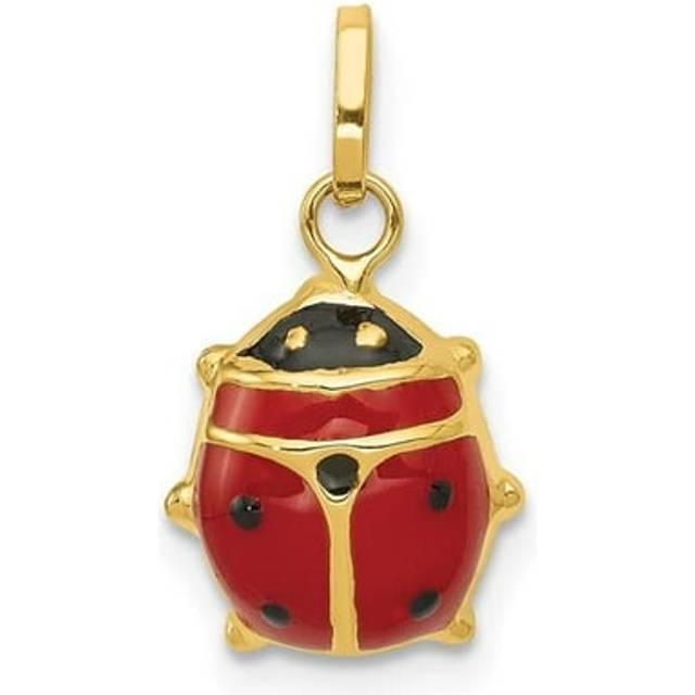 14K Yellow Gold Red Enameled Ladybug Charm