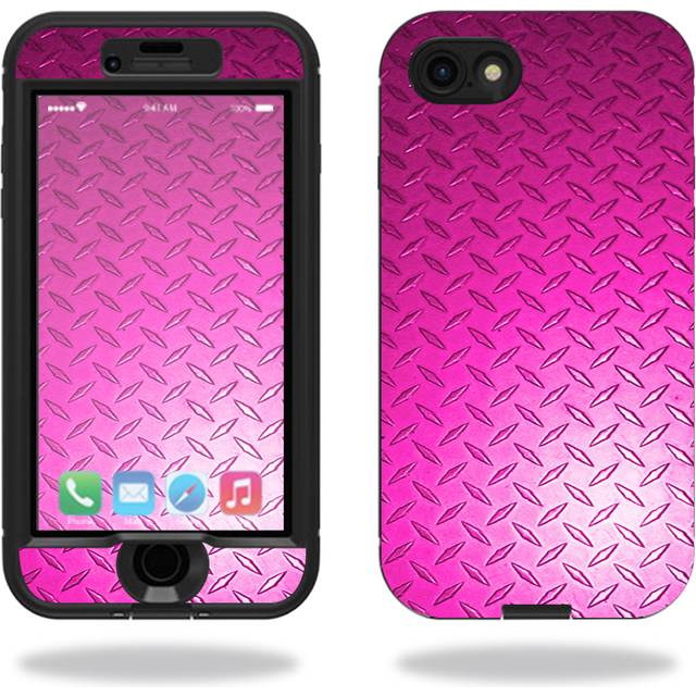 MightySkins LIFIP7NUD-Pink Diamond Plate Skin for Lifeproof Nuud iPhone SE 2020 7 & 8 Wrap Cover Sticker - Pink Diamond Plate