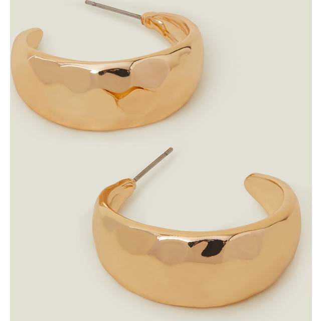 Gold Chunky Hammered Metal Hoops, Size: 30Mm, Women's - Accessorize