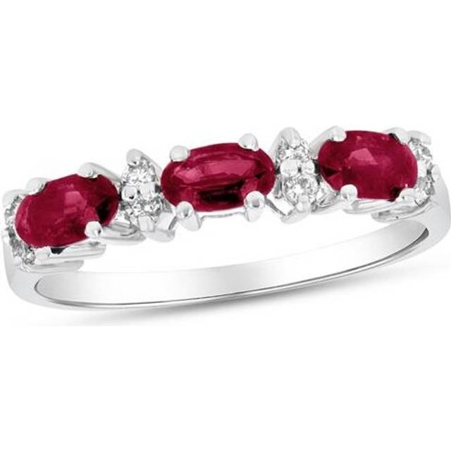 Louis Creations RL2513RD-6 0.90 CTW Diamond & Ruby Band, 14K White Gold - Size 6