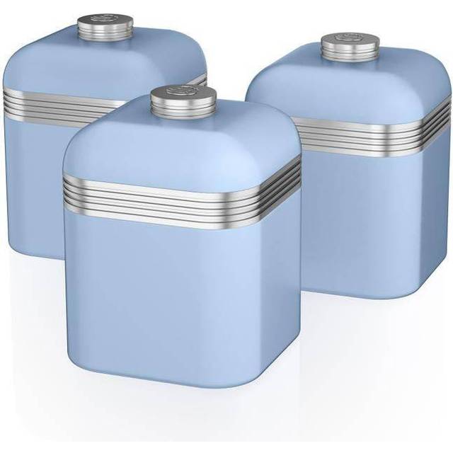 Swan Retro Set of 3 Canisters Blue