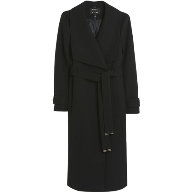 River Island Womens Black Belted Wrap Coat - 12