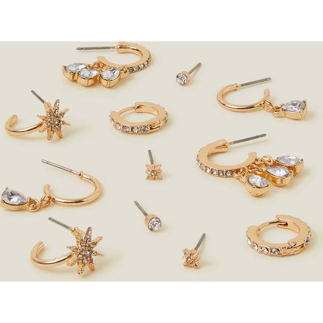 Gold 12-Pack Celestial Sparkle Earrings, Size: 1.5cm, Women's - Accessorize