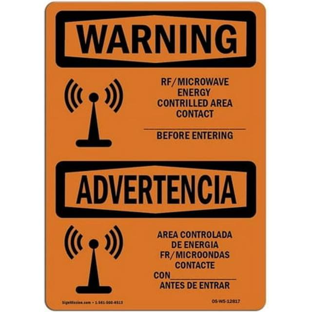 SignMission OS-WS-A-1014-L-12817 10 x 14 in. OSHA Warning Sign - RF Microwave Energy Controlled Area Custom
