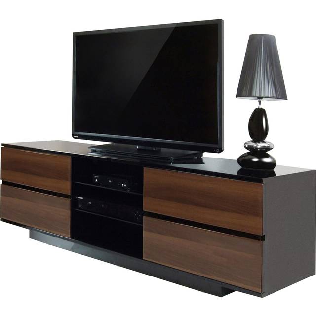 "Centurion Supports Avitus Gloss Black TV Stand with 4-Walnut Drawers and 3-Shelf for 32""-65"" Flat Screens TV Stand"