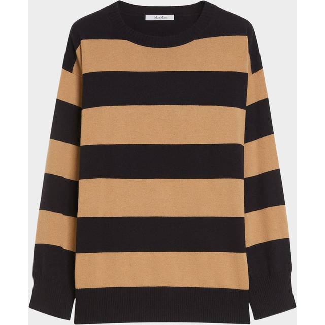 Max Mara Womens Vy Faretra Striped-print Wool and Cashmere Jumper S - NAVY