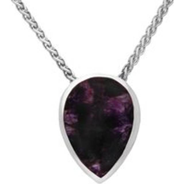 Sterling Silver Blue John Upside Down Pear Necklace - Silver