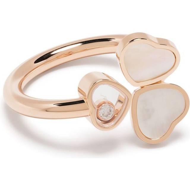 Chopard - 18kt rose gold Happy Hearts Wings diamond and mother-of-pearl ring - women - 18kt Rose Gold/Diamond/Mother of Pearl - 54 - Pink