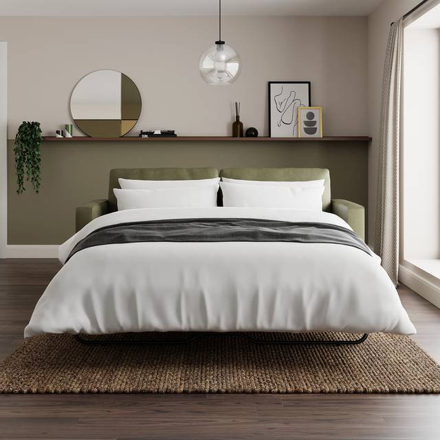 Zoe Faux Leather 3 Seater Double Sofa Bed - Faux Leather Green