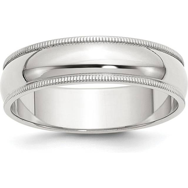 Bridal QWM060-11 6 mm Sterling Silver Half Round Milgrain Band, Size 11