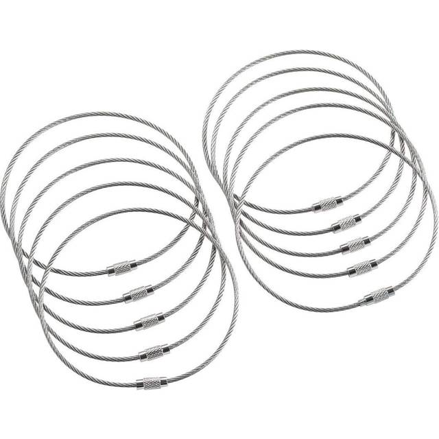bayite BYT-WKC-054 10 Inch Stainless Steel Wire Keychains 2mm Cable Key Rings Heavy Duty Pack of 10