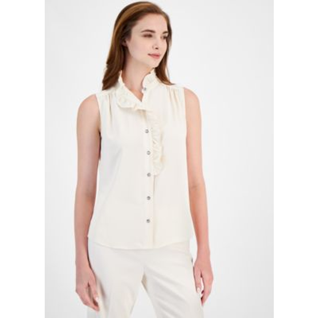 Anne Klein Ruffle Neck Blouse