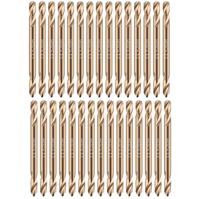 moresk-30Pcs 1/8In Cobalt Drill Bits Double End Drill Bits for Hardened Steel Cast Iron Wood Plastic Stainless Steel Drill Bit