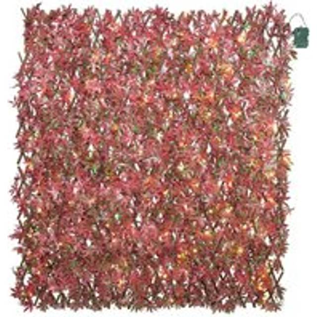 Extendable Artificial Red Acer Screening Trellis with LEDs W2m x H1m - One Size