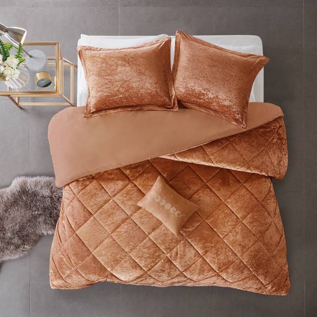Intelligent Design King Duvet Cover Set  Velvet King Duvet Set  Luxury Diamond Quilting  Lustrous Duvet Cover  Fluffy Duvet Cover  Decor Pillow & 2 Sh