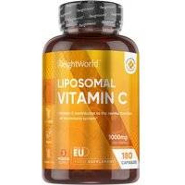 Liposomal Vitamin C - 1000 mg Vitamin C, 100 mg solrosfosfolipider och 30 mg nypon - 180 vegankapslar - Glutenfri och icke-GMO - WeightWorld