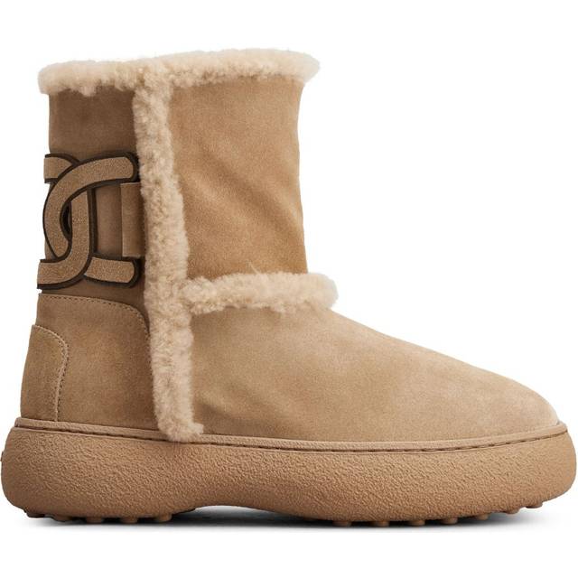 Tod's Suede and shearling ankle boots - beige (UK 2)