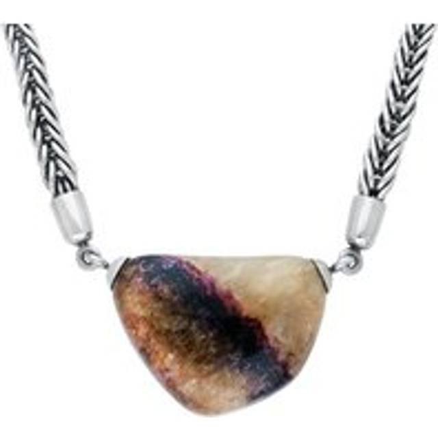 Sterling Silver Blue John Foxtail Large Unique Necklace D - Silver