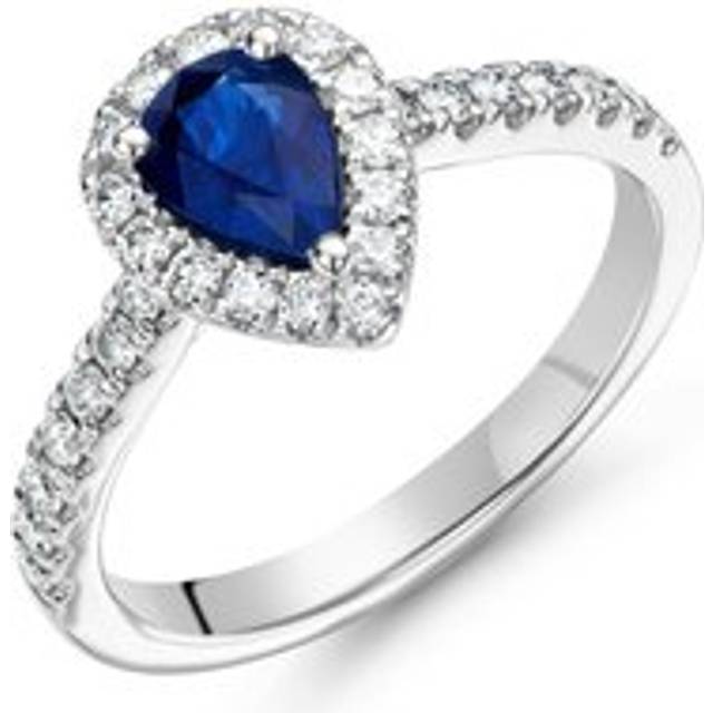 Platinum Diamond Sapphire Halo Engagement Ring