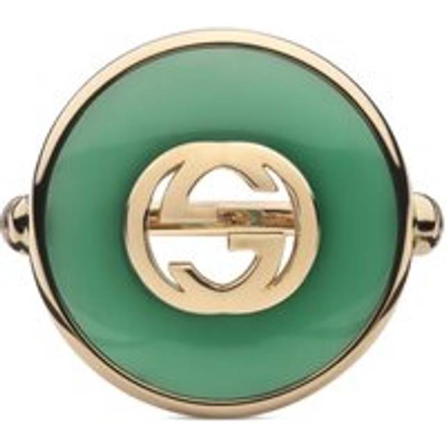 Gucci Interlocking 18ct Rose Gold and Green Agate Diamond Ring