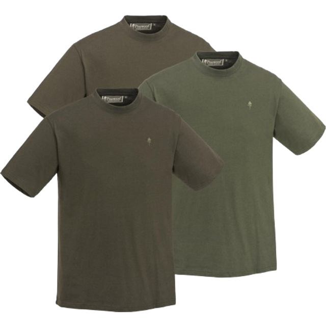 Pinewood T-shirts 3-pack Green/H.Brown/Khaki, XXL