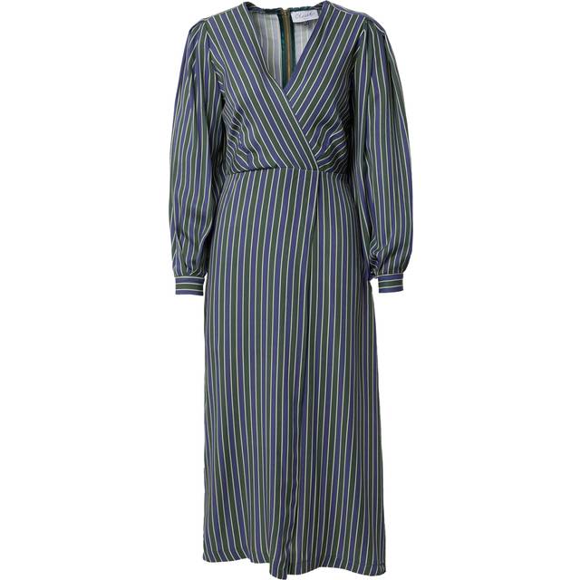 Closet London Green Print Wrap Midi Dress Size:10