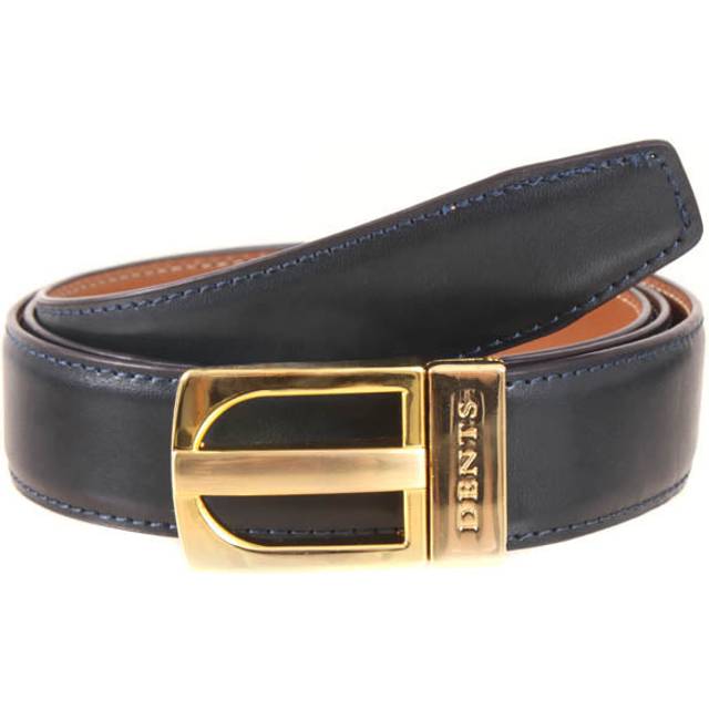 Men's Reversible Leather Belt with Gold and Nickel Buckle - BROWN/BLACK / L