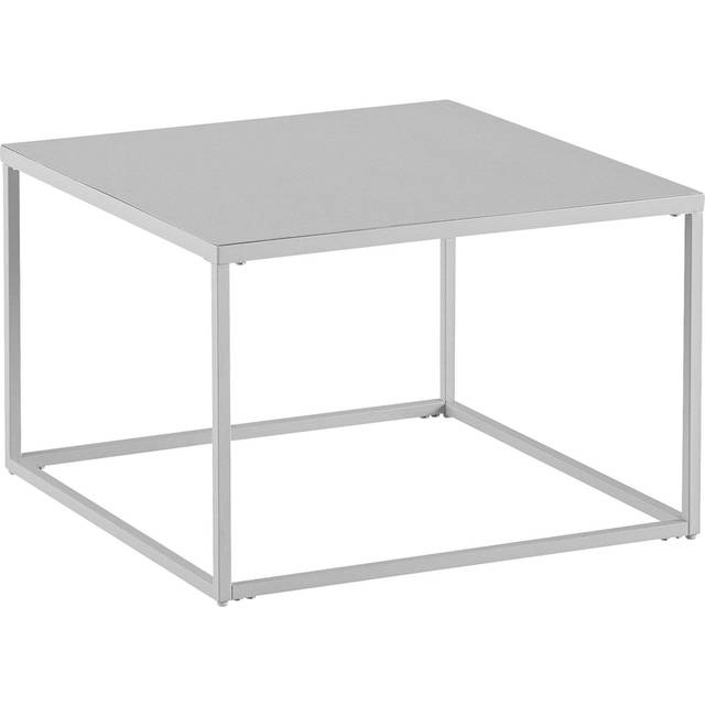 Moderne sofabord i hvidt metal med et råt, industrielt look, 60x60x40 cm