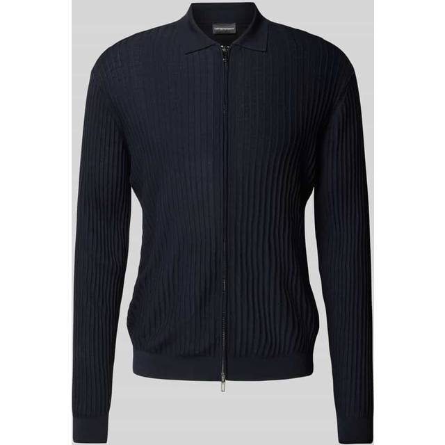 EMPORIO ARMANI NAVY BLUE RIBBED CARDIGAN