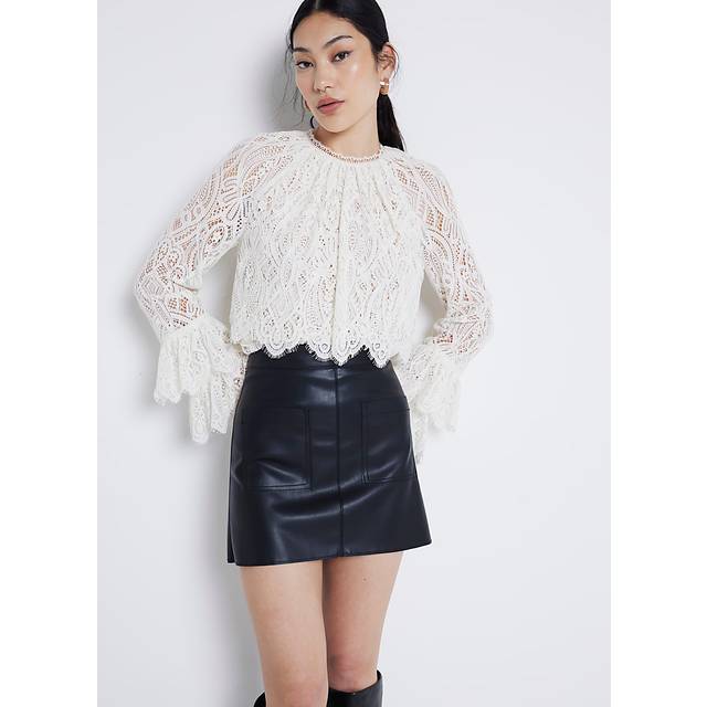 River Island Womens Black Faux Leather Pocket Mini Skirt - 10