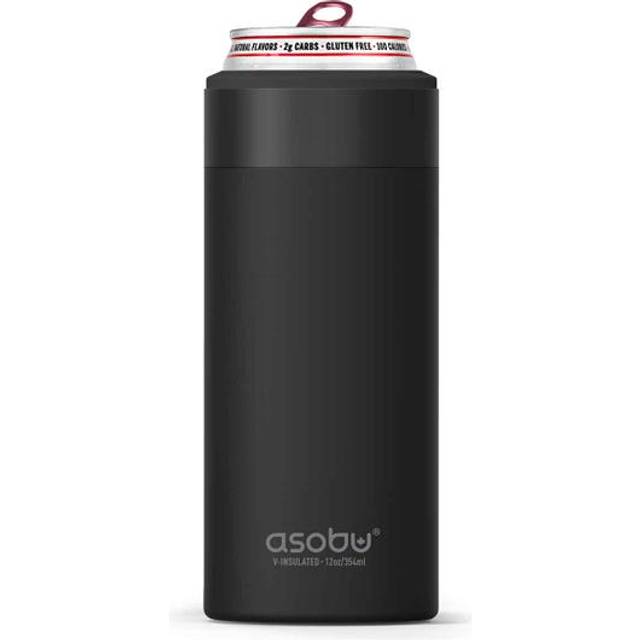 Asobu Skinny Can Kuzie Insulated Stainless Steel Sleeve 350Ml Black, Black