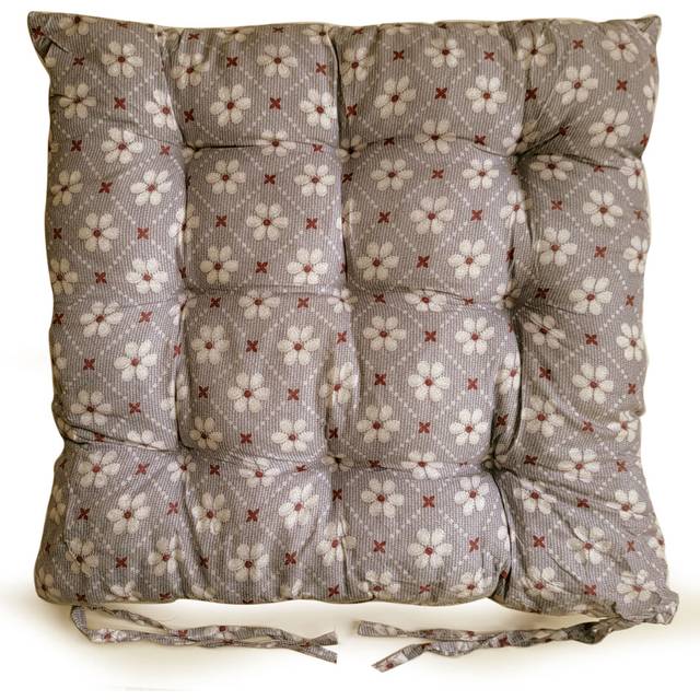 (Silver, Each) Seat Pad Dining Garden Kitchen Chair Cushions Tie On DAISY Floral