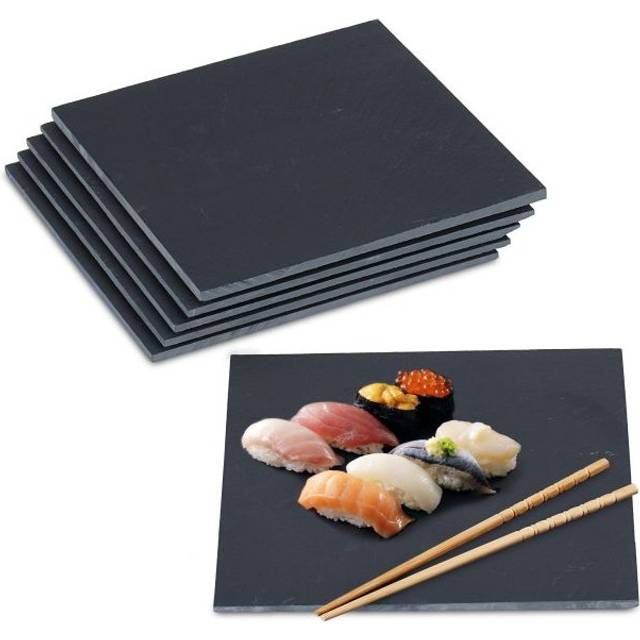 Square slate plate set of 6